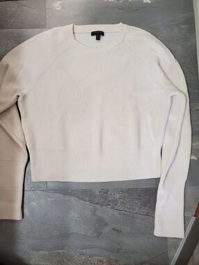 Banana Republic Ivory Cream Ribbed 100% Merino Extra Finw Wool Sweater. XL.
